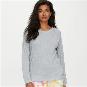 TNA Artizia Andrews Gray grey Waffle Knit Thermal long sleeve top XS